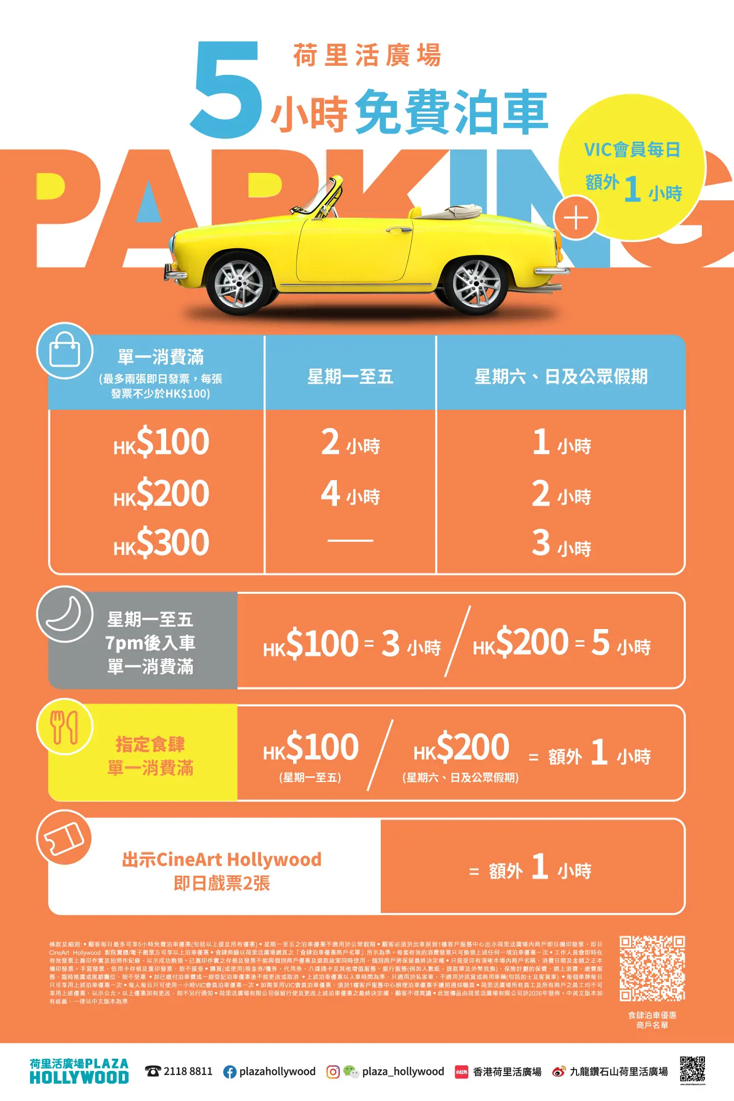 荷里活廣場Plaza Hollywood免費泊車優惠26年